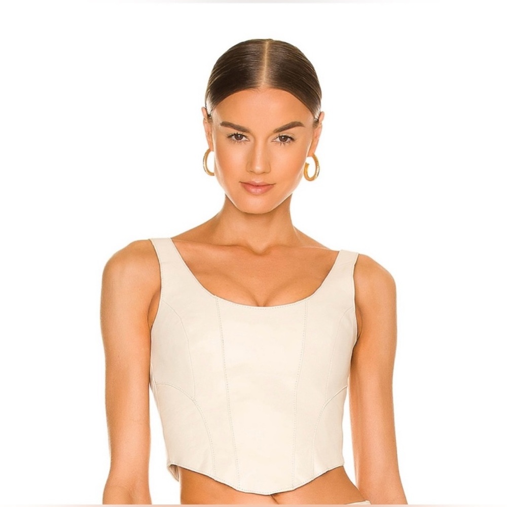 Mustang Bustier Leather Corset in Cream by Understated Leather NWT